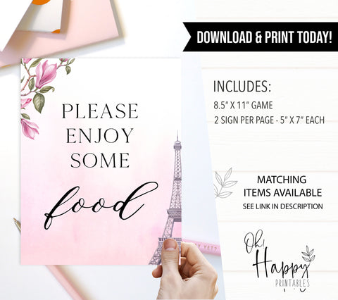 food baby shower tables signs,  Paris baby shower games, printable baby shower games, Parisian baby shower games, fun baby shower games