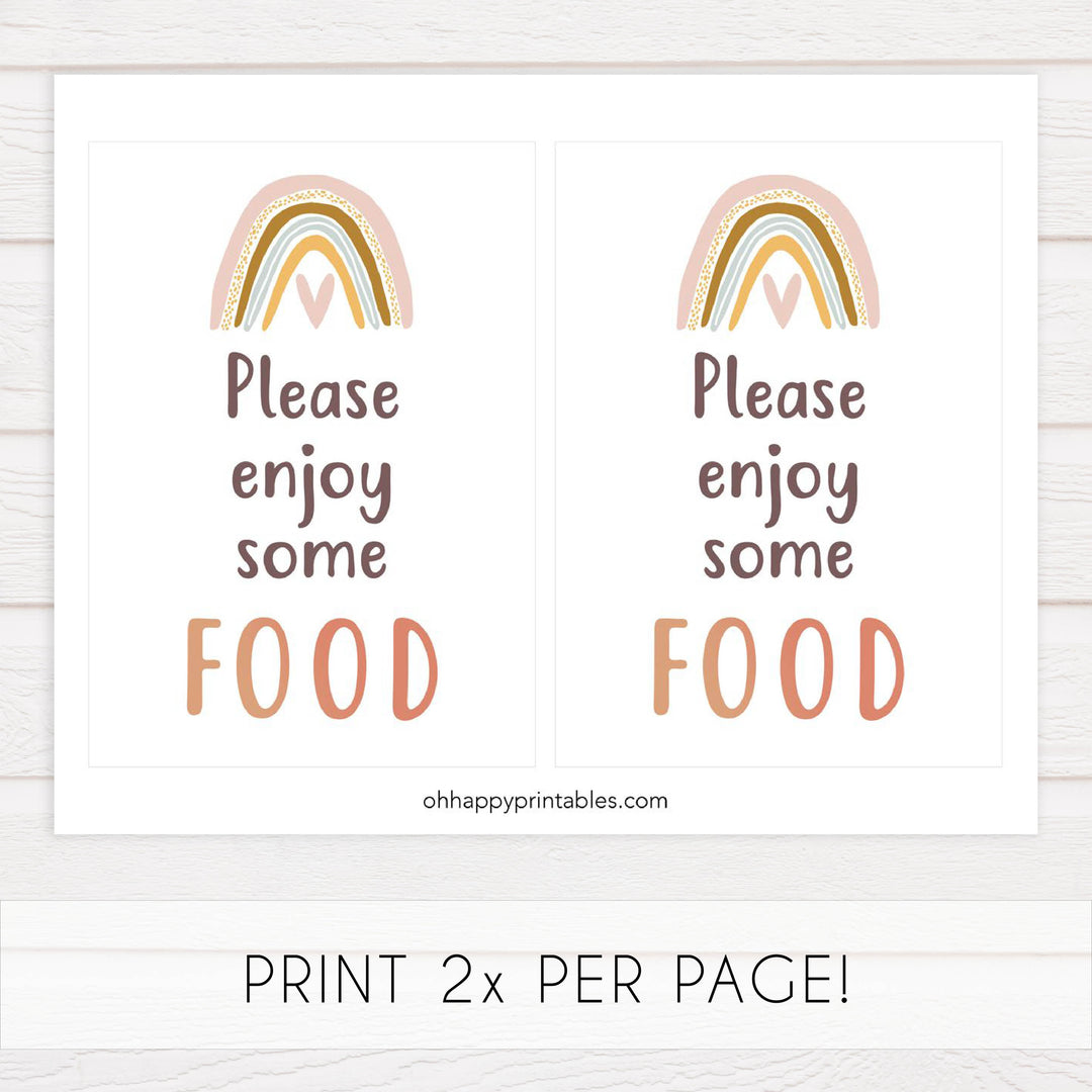 food baby shower table sign, Boho rainbow baby decor, printable baby table signs, printable baby decor, baby boho rainbow table signs, fun baby signs, baby boho rainbow fun baby table signs