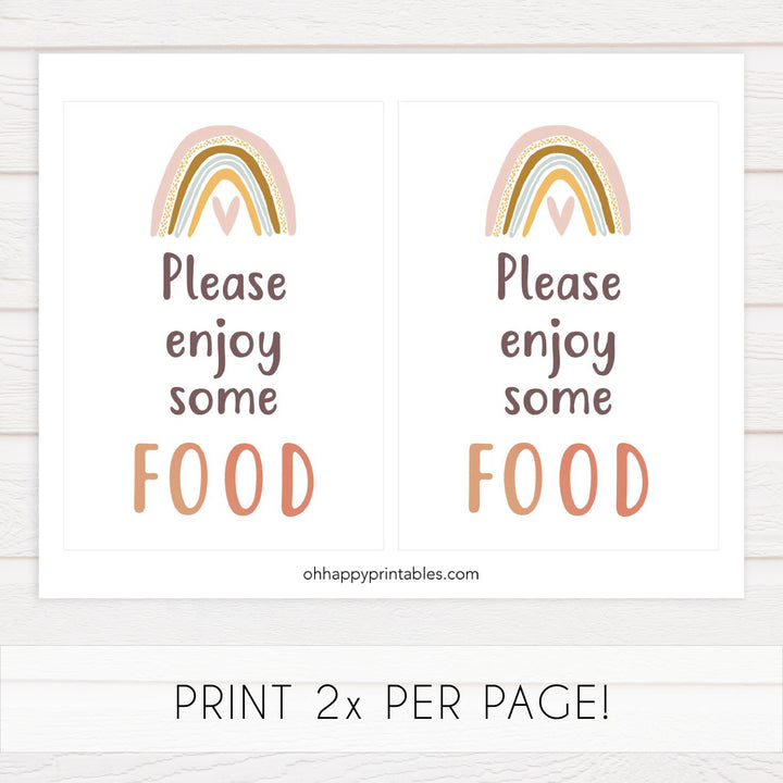 food baby shower table sign, Boho rainbow baby decor, printable baby table signs, printable baby decor, baby boho rainbow table signs, fun baby signs, baby boho rainbow fun baby table signs