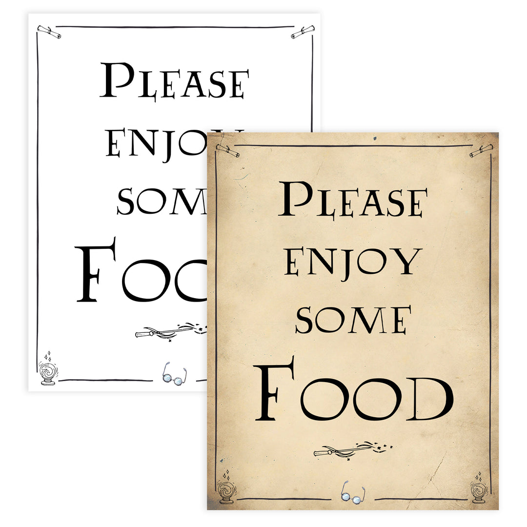 Food baby sign, Wizard baby shower signs, printable baby shower decor, Harry Potter baby decor, Harry Potter baby shower ideas, fun baby decor, fun baby signs