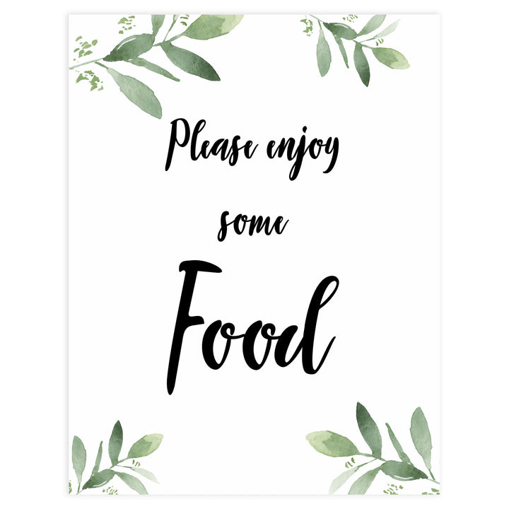 food baby shower signs, printable baby shower signs, botanical baby shower decor, floral baby table signs