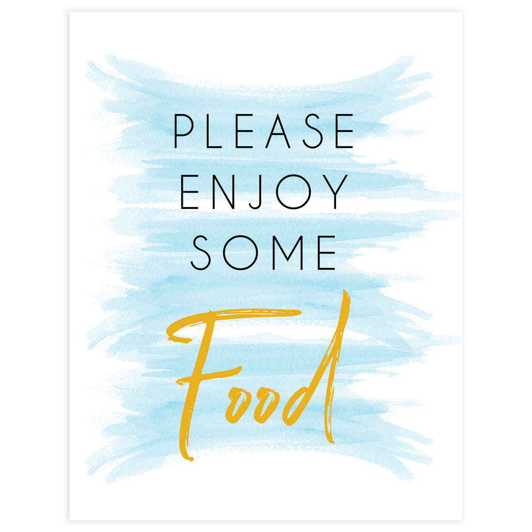 blue baby shower decor, printable baby decor, food baby sign, food baby decor sign, fun baby shower ideas