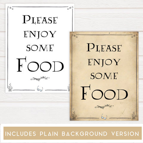 Food baby sign, Wizard baby shower signs, printable baby shower decor, Harry Potter baby decor, Harry Potter baby shower ideas, fun baby decor, fun baby signs