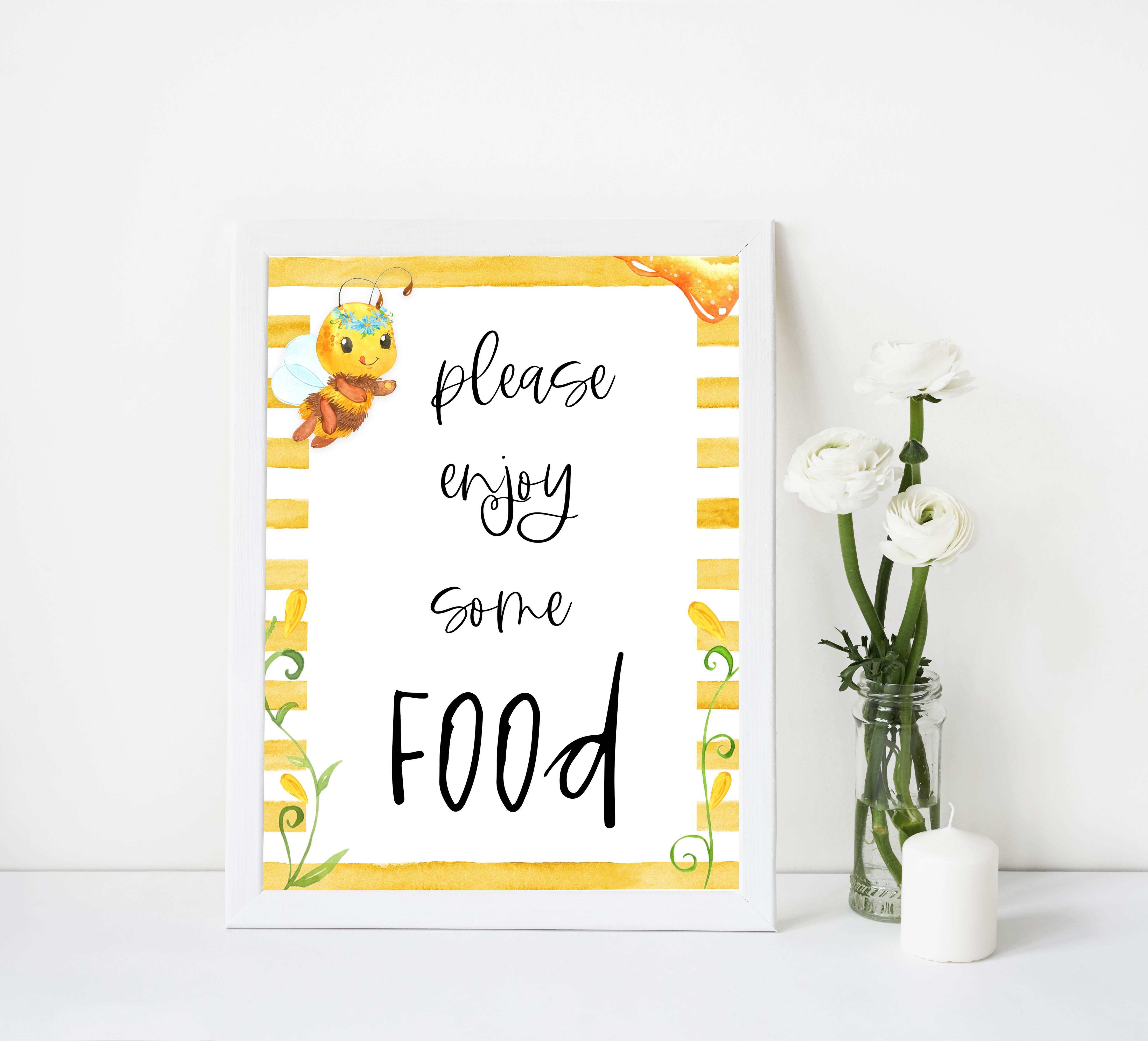 food baby table signs, food baby signs, Mommy to bee baby decor, printable baby table signs, printable baby decor, mommy bee table signs, fun baby signs, mummy bee fun baby table signs