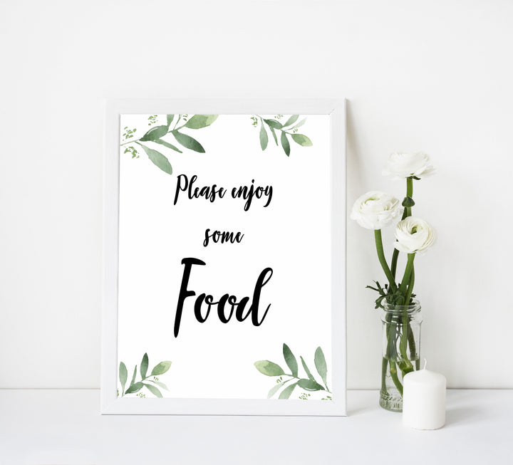 food baby shower signs, printable baby shower signs, botanical baby shower decor, floral baby table signs