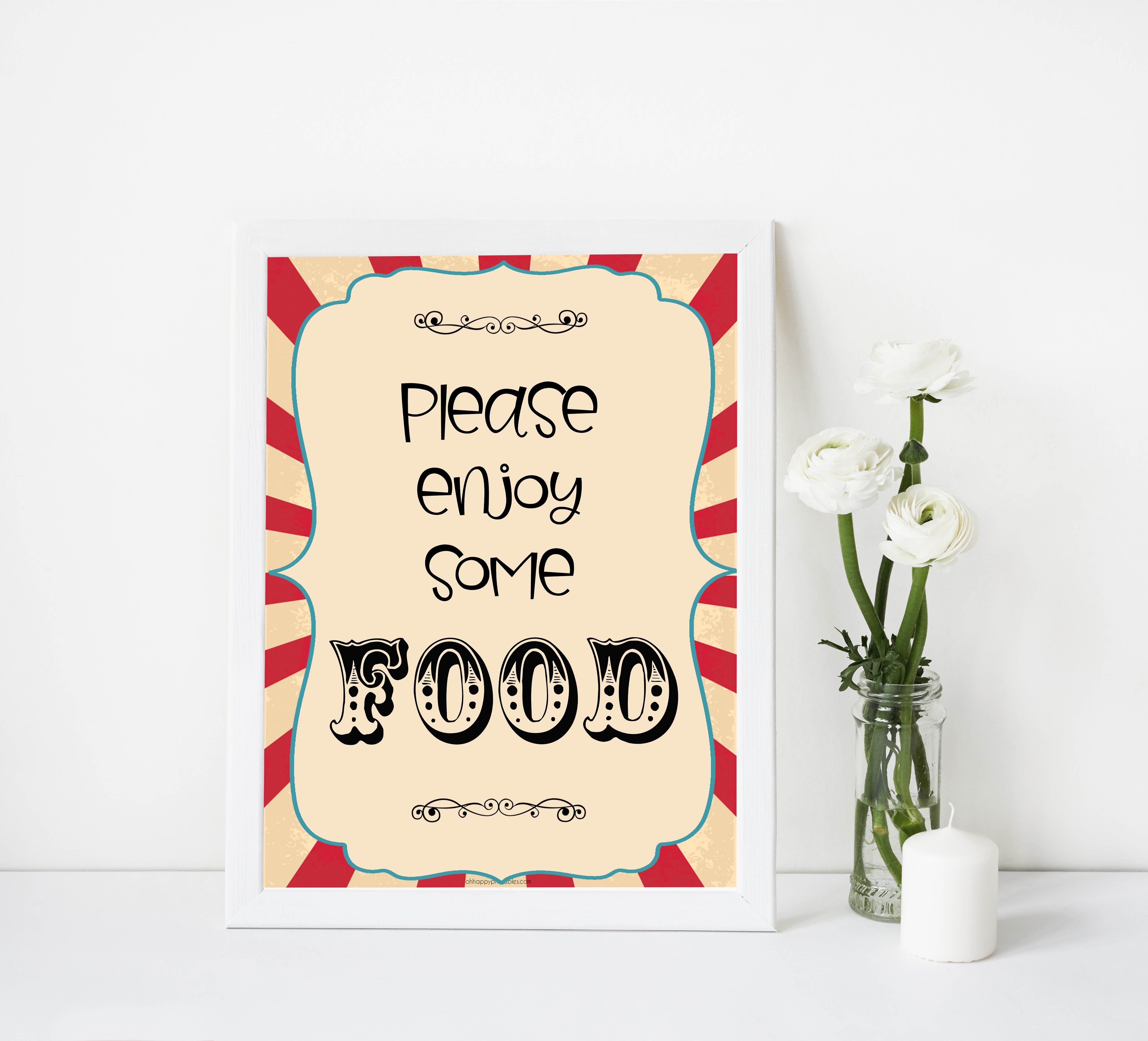 Food Sign - Circus Printable Baby Shower Signs – OhHappyPrintables