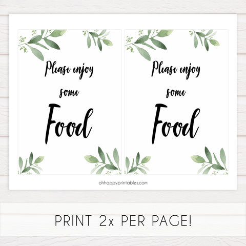 food baby shower signs, printable baby shower signs, botanical baby shower decor, floral baby table signs