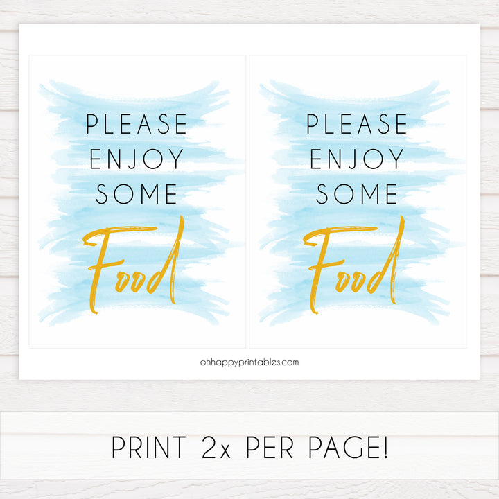 blue baby shower decor, printable baby decor, food baby sign, food baby decor sign, fun baby shower ideas
