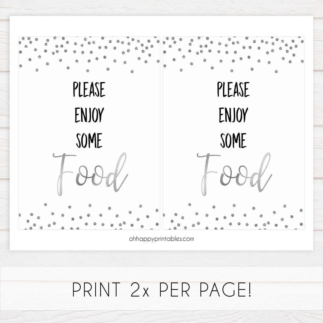 Food Sign - Silver Glitter
