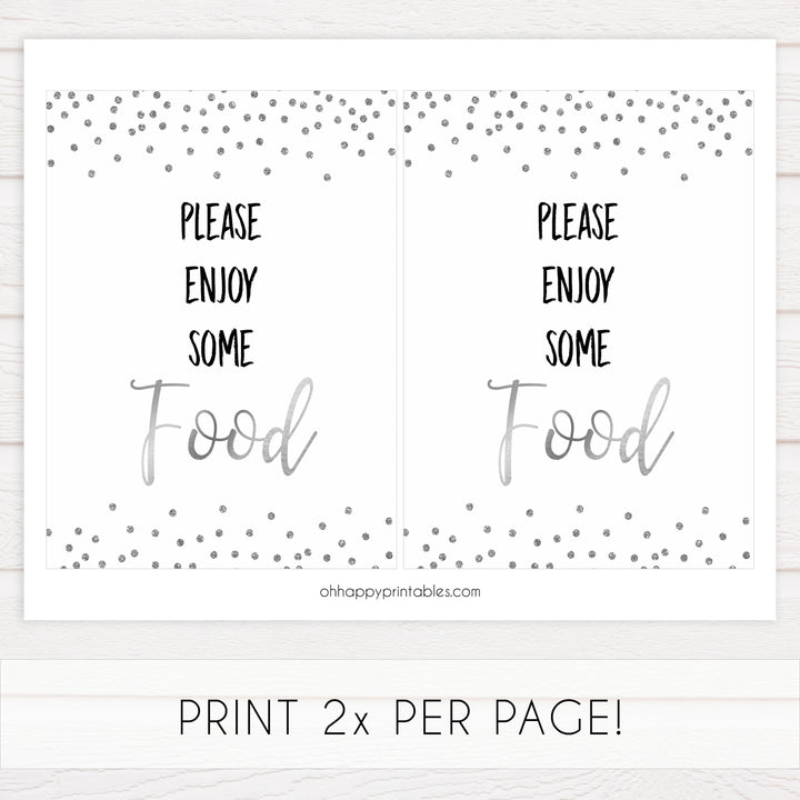 Food Sign - Silver Glitter