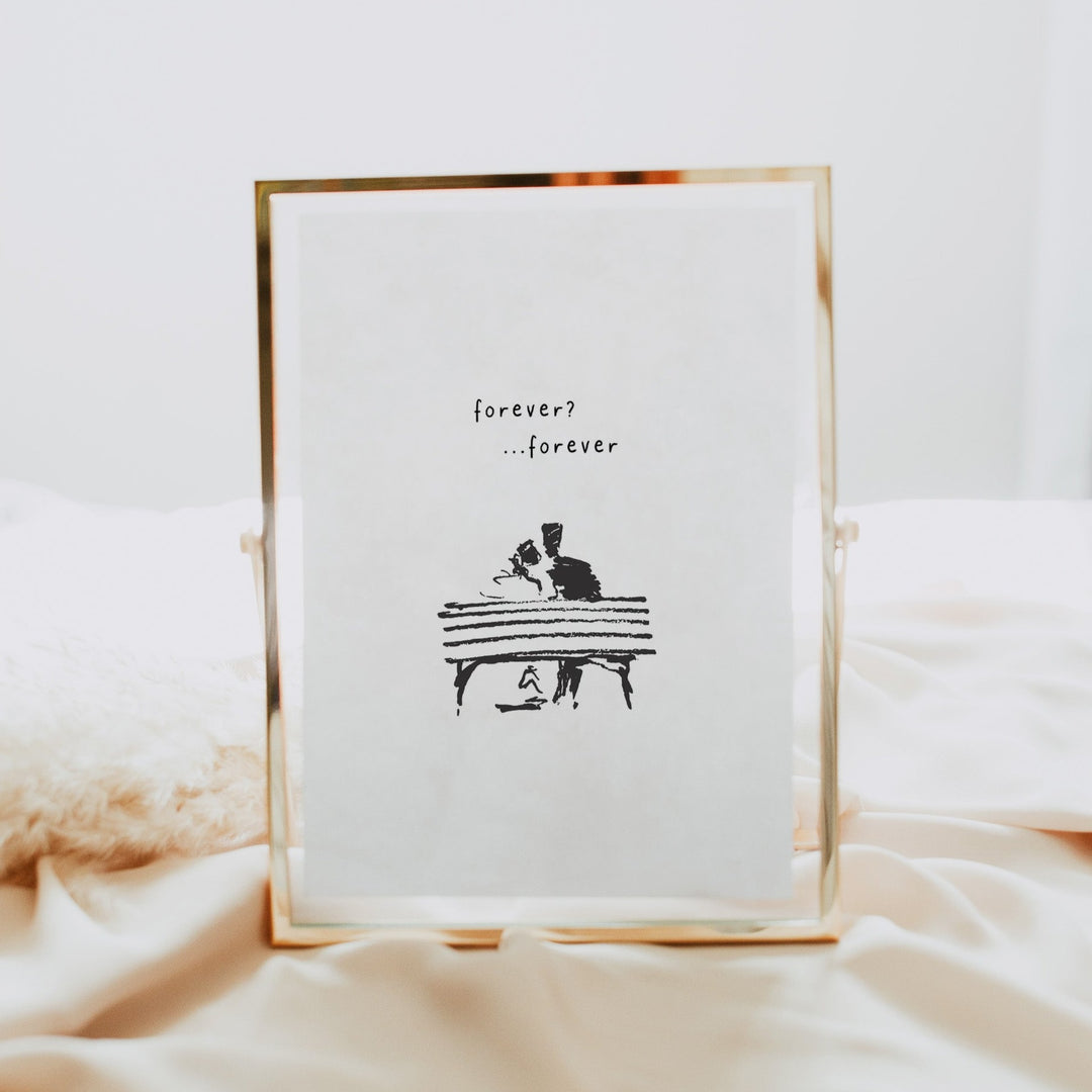 Forever Couple Gift Printable Illustration, Christmas Gift for Girlfriend, for Boyfriend, Romantic Gift, Last Minute, Stocking Filler Gift