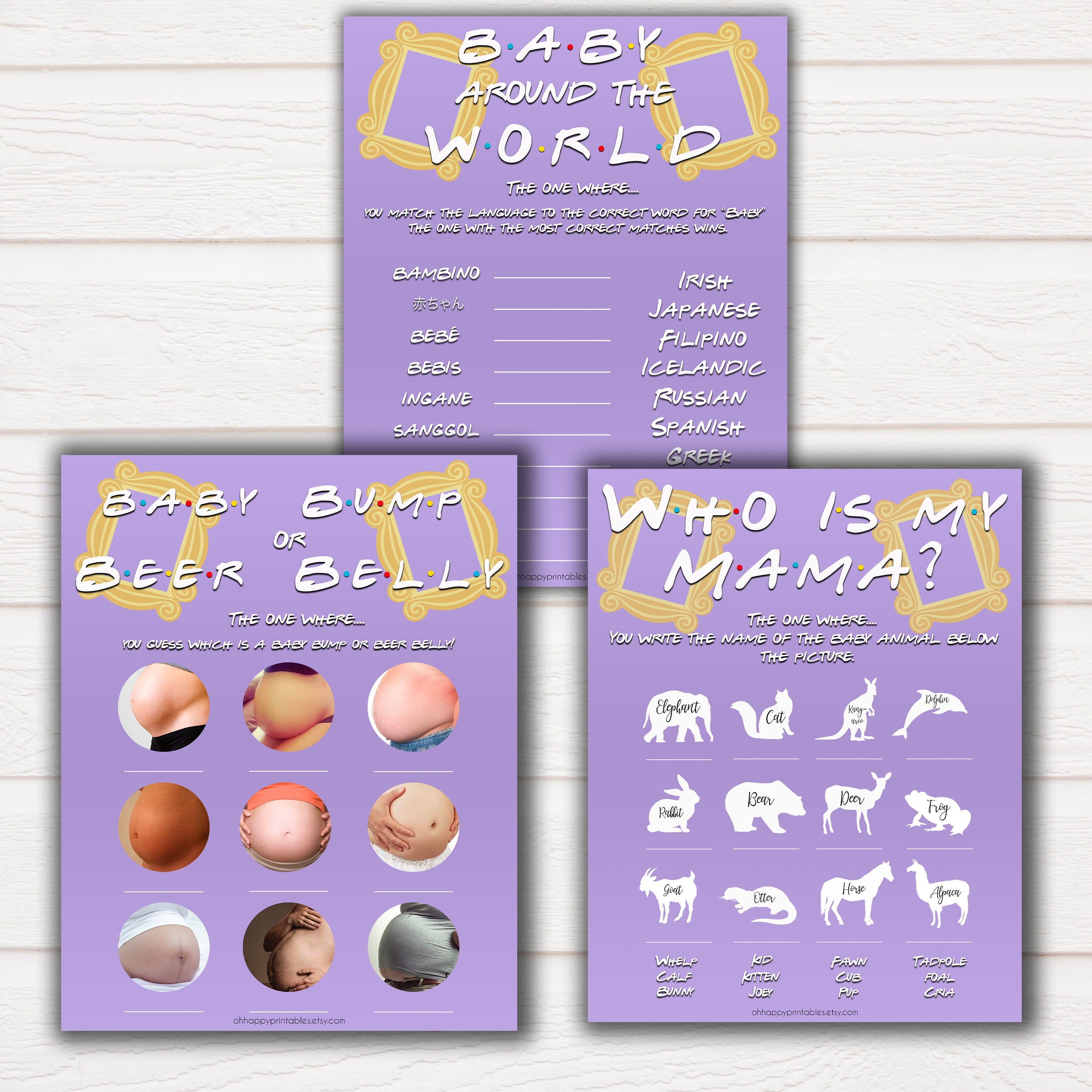 friends tv show baby shower games, 5 pack baby shower games, Friends TV show baby games, porn or labour, baby games