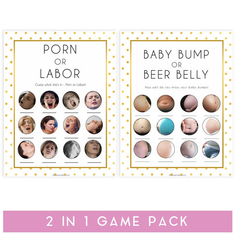 labor or porn, baby bump game, Printable baby shower games, baby gold dots fun baby games, baby shower games, fun baby shower ideas, top baby shower ideas, gold glitter shower baby shower, friends baby shower ideas