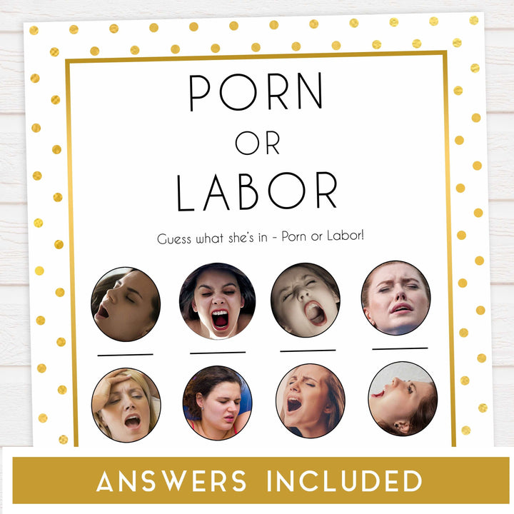 labor or porn, baby bump game, Printable baby shower games, baby gold dots fun baby games, baby shower games, fun baby shower ideas, top baby shower ideas, gold glitter shower baby shower, friends baby shower ideas