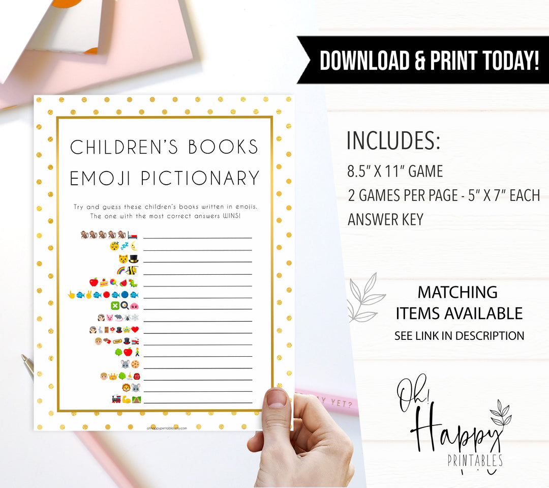 childrens books emoji pictionary, Printable baby shower games, baby gold dots fun baby games, baby shower games, fun baby shower ideas, top baby shower ideas, gold glitter shower baby shower, friends baby shower ideas