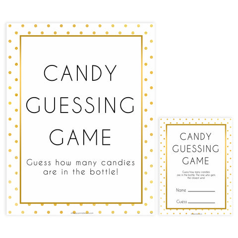 candy guessing game, Printable baby shower games, baby gold dots fun baby games, baby shower games, fun baby shower ideas, top baby shower ideas, gold glitter shower baby shower, friends baby shower ideas