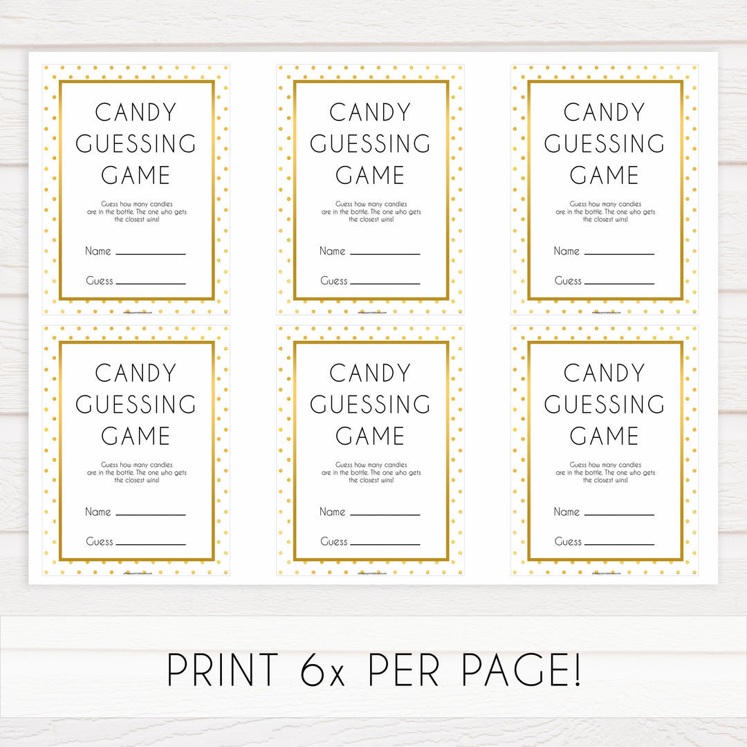 candy guessing game, Printable baby shower games, baby gold dots fun baby games, baby shower games, fun baby shower ideas, top baby shower ideas, gold glitter shower baby shower, friends baby shower ideas
