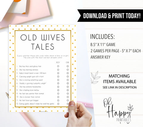 old wives tales game, baby old wives tales, Printable baby shower games, baby gold dots fun baby games, baby shower games, fun baby shower ideas, top baby shower ideas, gold glitter shower baby shower, friends baby shower ideas