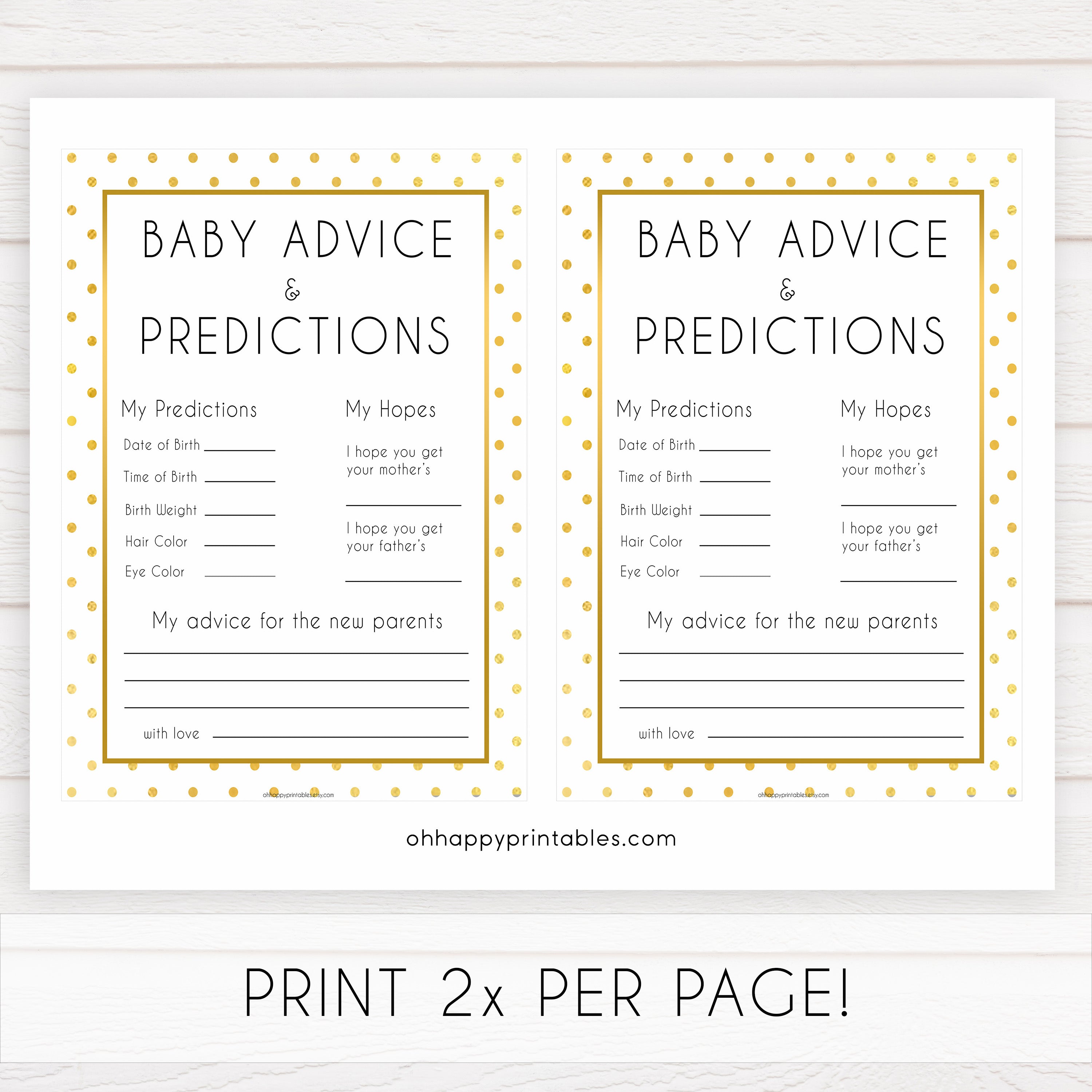baby advice and predictions, Printable baby shower games, baby gold dots fun baby games, baby shower games, fun baby shower ideas, top baby shower ideas, gold glitter shower baby shower, friends baby shower ideas