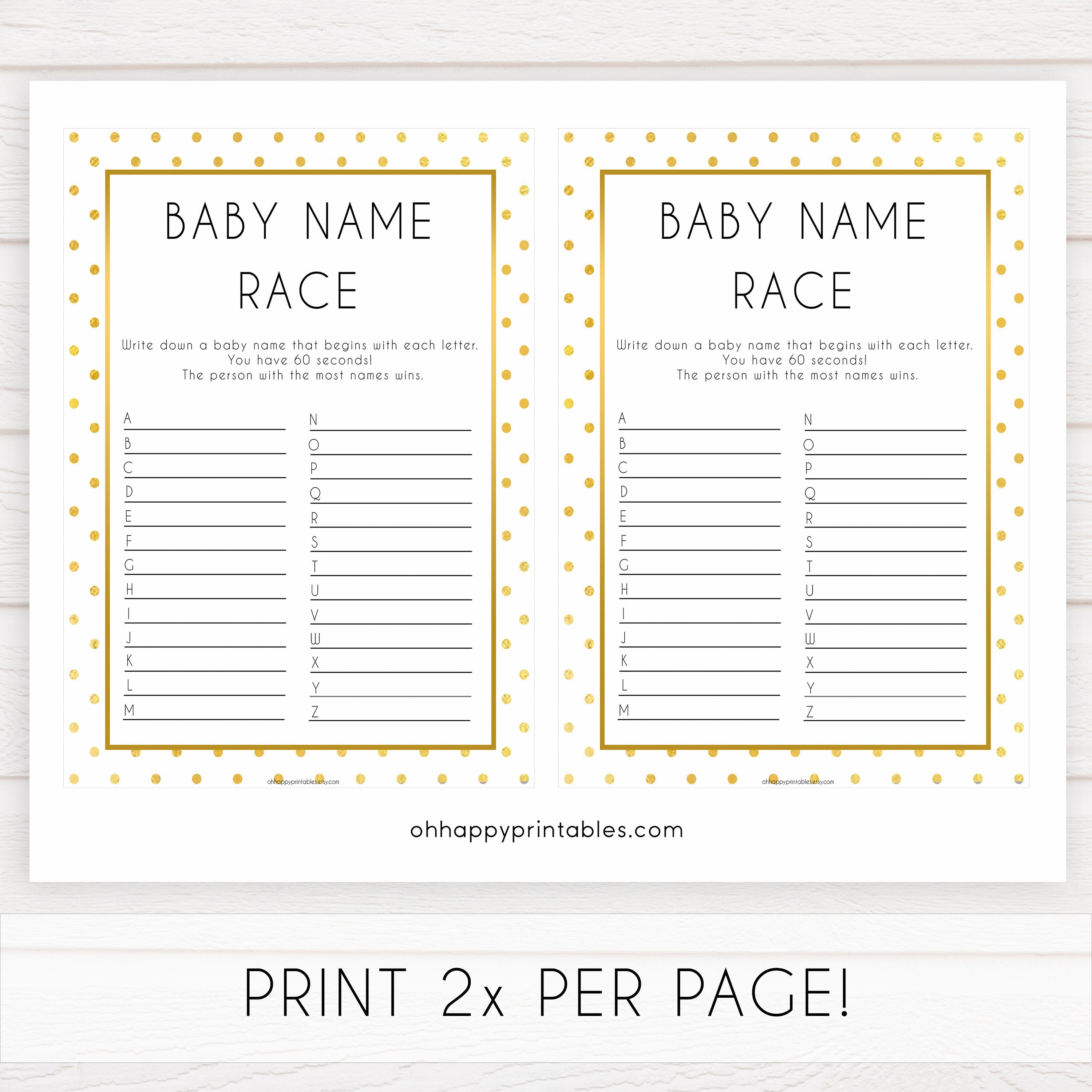 baby name race game, baby name race, Printable baby shower games, baby gold dots fun baby games, baby shower games, fun baby shower ideas, top baby shower ideas, gold glitter shower baby shower, friends baby shower ideas