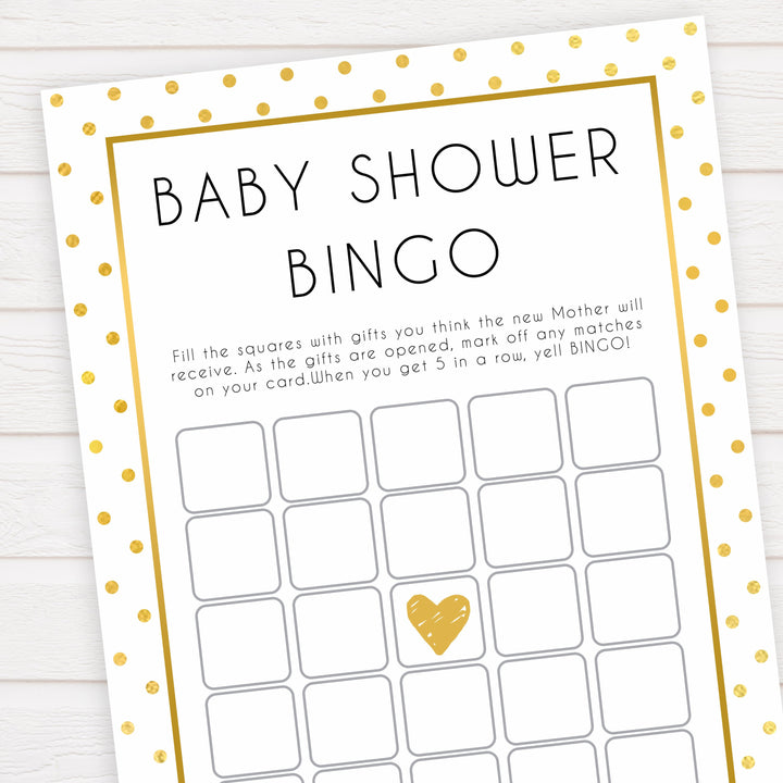 baby shower bingo, baby bingo game, Printable baby shower games, baby gold dots fun baby games, baby shower games, fun baby shower ideas, top baby shower ideas, gold glitter shower baby shower, friends baby shower ideas