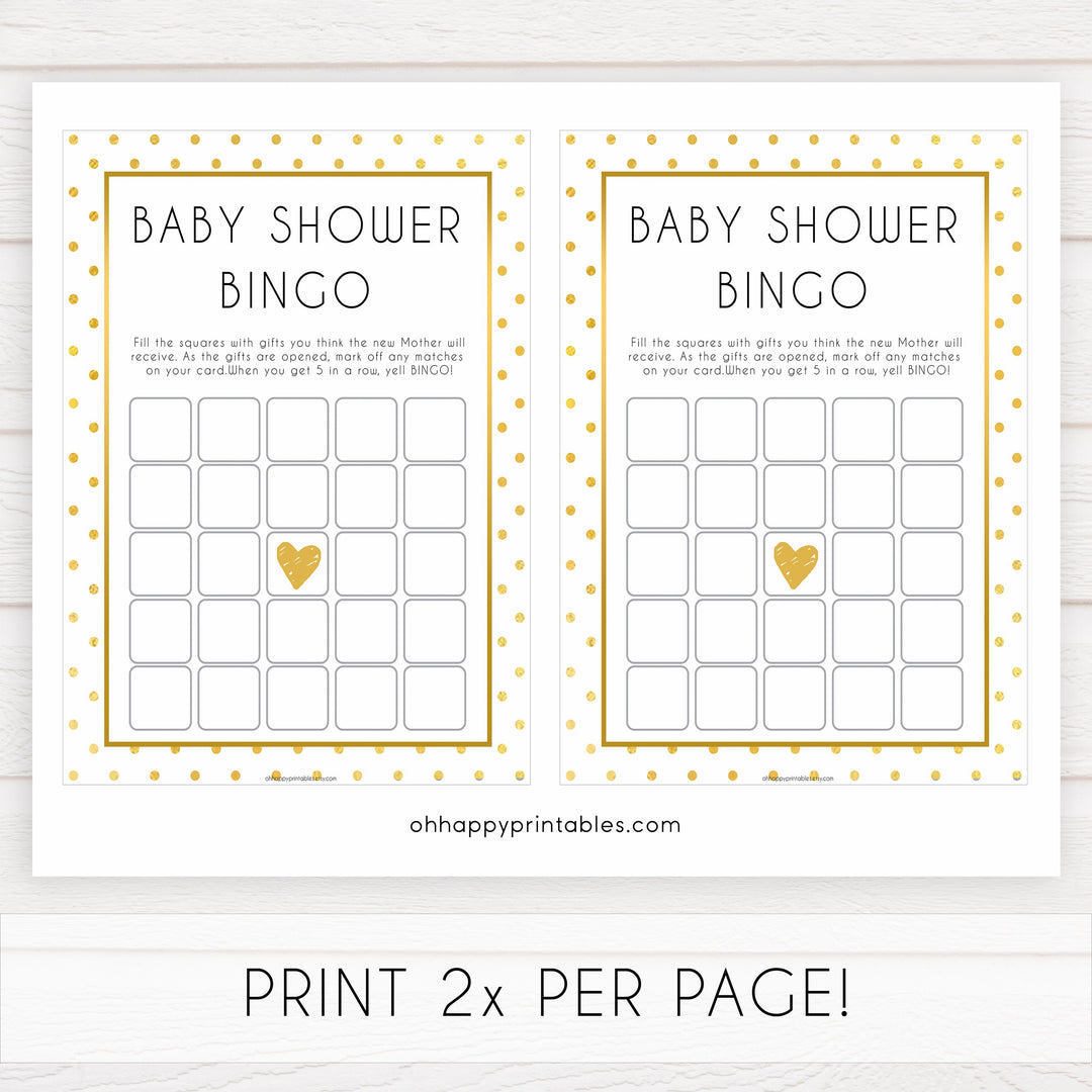 baby shower bingo, baby bingo game, Printable baby shower games, baby gold dots fun baby games, baby shower games, fun baby shower ideas, top baby shower ideas, gold glitter shower baby shower, friends baby shower ideas