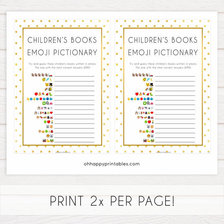childrens books emoji pictionary, Printable baby shower games, baby gold dots fun baby games, baby shower games, fun baby shower ideas, top baby shower ideas, gold glitter shower baby shower, friends baby shower ideas
