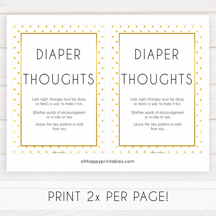 Diaper thoughts, late night diapers, Printable baby shower games, baby gold dots fun baby games, baby shower games, fun baby shower ideas, top baby shower ideas, gold glitter shower baby shower, friends baby shower ideas