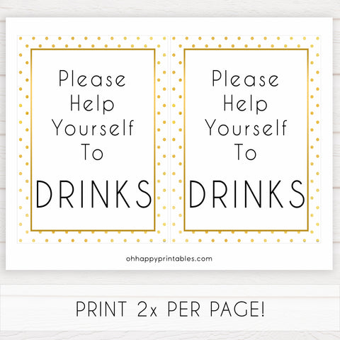 drinks baby table sign, drinks table signs, Printable baby shower games, baby gold dots fun baby games, baby shower games, fun baby shower ideas, top baby shower ideas, gold glitter shower baby shower, friends baby shower ideas