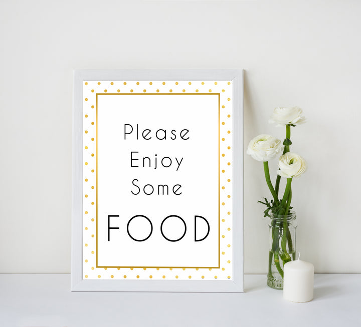 foods baby table signs, food table signs, Baby gold dots baby decor, printable baby table signs, printable baby decor, baby gold glitter table signs, fun baby signs, baby gold fun baby table signs