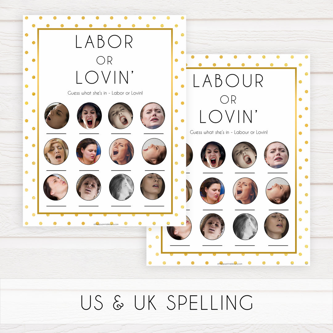 labor or lovin, labor or porn, Printable baby shower games, baby gold dots fun baby games, baby shower games, fun baby shower ideas, top baby shower ideas, gold glitter shower baby shower, friends baby shower ideas
