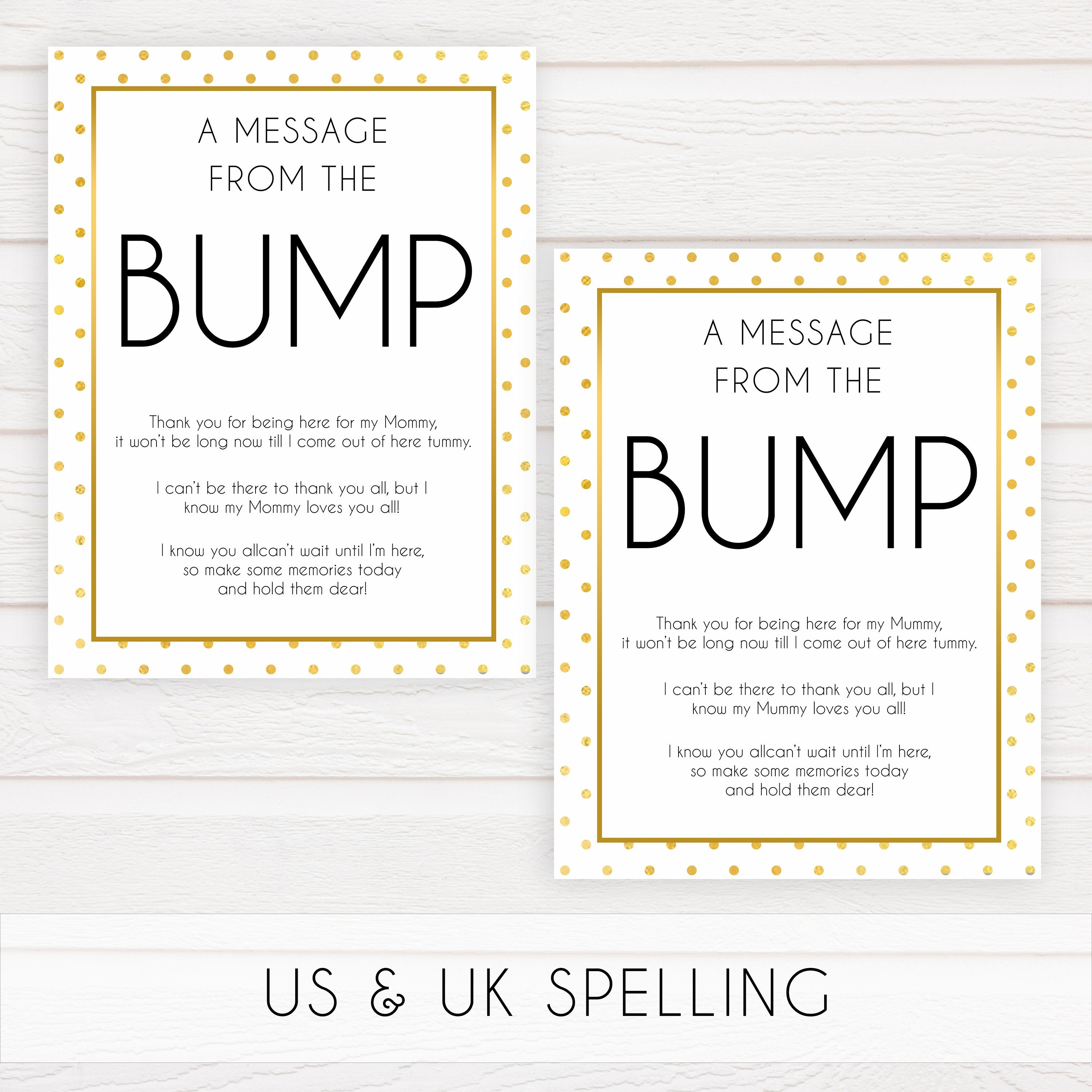 message from the bump game, Printable baby shower games, baby gold dots fun baby games, baby shower games, fun baby shower ideas, top baby shower ideas, gold glitter shower baby shower, friends baby shower ideas
