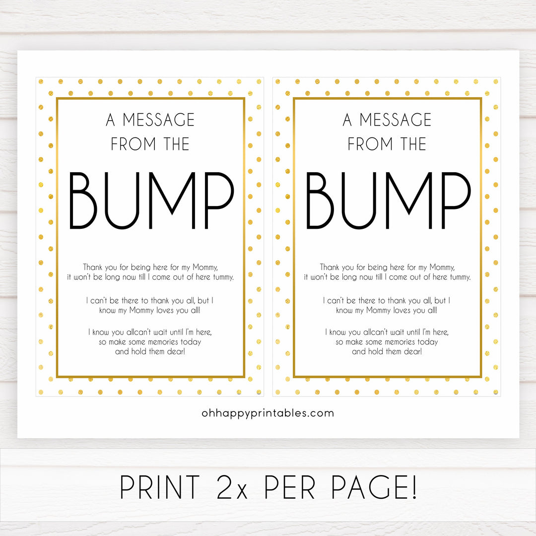 message from the bump game, Printable baby shower games, baby gold dots fun baby games, baby shower games, fun baby shower ideas, top baby shower ideas, gold glitter shower baby shower, friends baby shower ideas