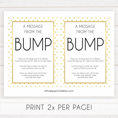 message from the bump game, Printable baby shower games, baby gold dots fun baby games, baby shower games, fun baby shower ideas, top baby shower ideas, gold glitter shower baby shower, friends baby shower ideas