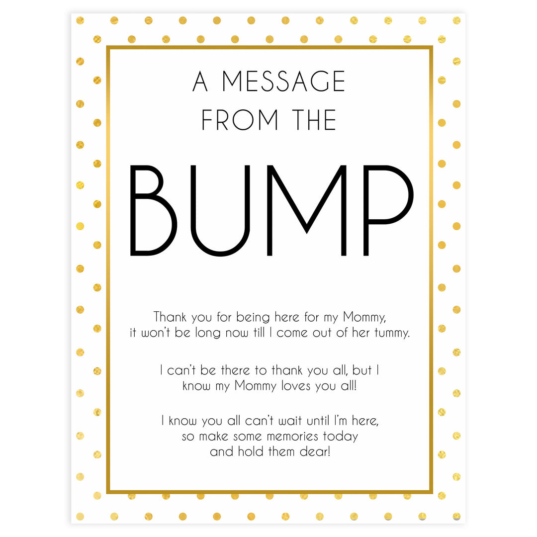 message from the bump game, Printable baby shower games, baby gold dots fun baby games, baby shower games, fun baby shower ideas, top baby shower ideas, gold glitter shower baby shower, friends baby shower ideas