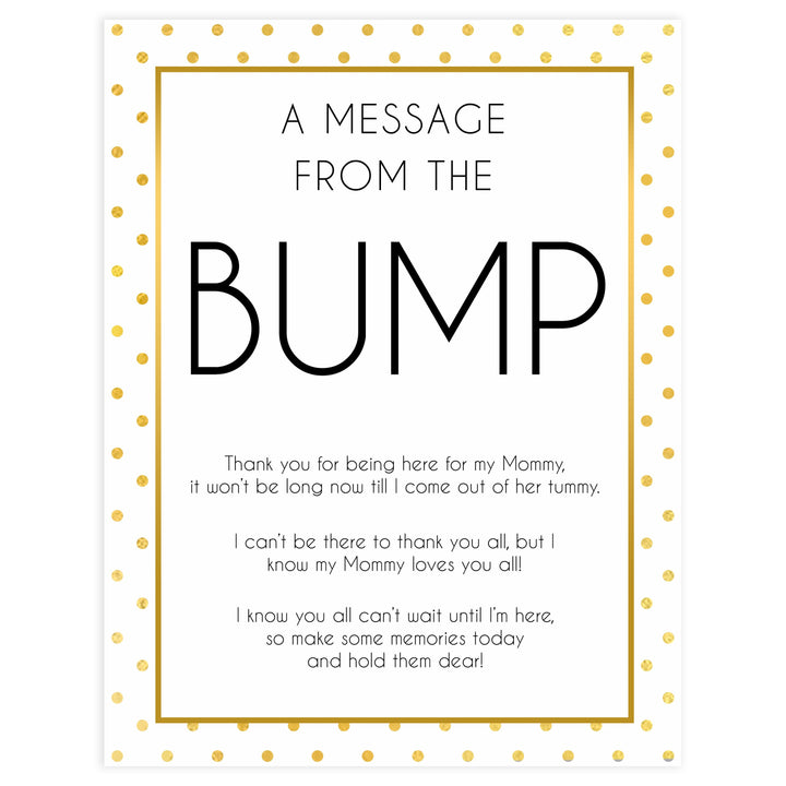 message from the bump game, Printable baby shower games, baby gold dots fun baby games, baby shower games, fun baby shower ideas, top baby shower ideas, gold glitter shower baby shower, friends baby shower ideas