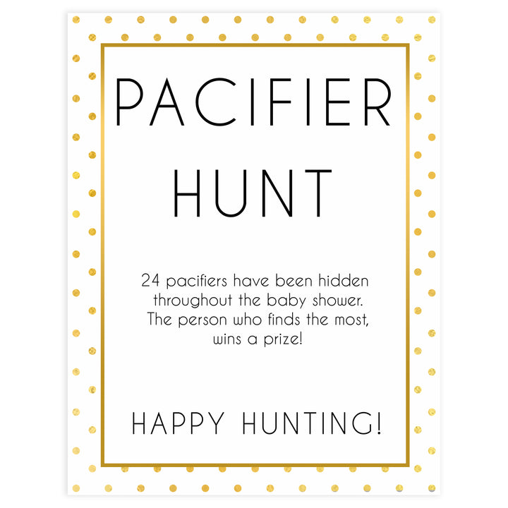 pacifier hunt game, baby pacifier game, Printable baby shower games, baby gold dots fun baby games, baby shower games, fun baby shower ideas, top baby shower ideas, gold glitter shower baby shower, friends baby shower ideas