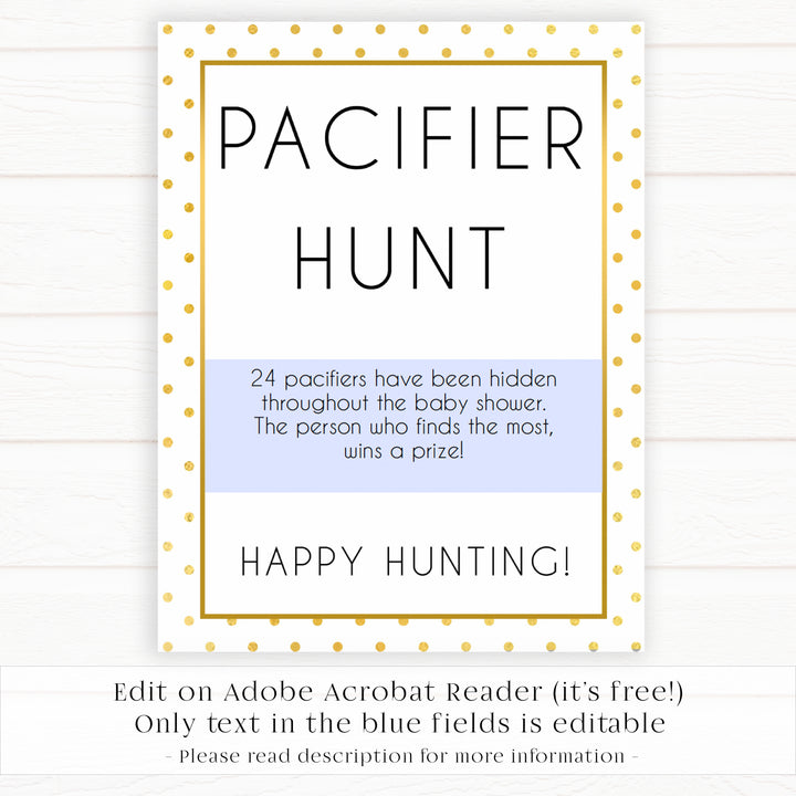 pacifier hunt game, baby pacifier game, Printable baby shower games, baby gold dots fun baby games, baby shower games, fun baby shower ideas, top baby shower ideas, gold glitter shower baby shower, friends baby shower ideas