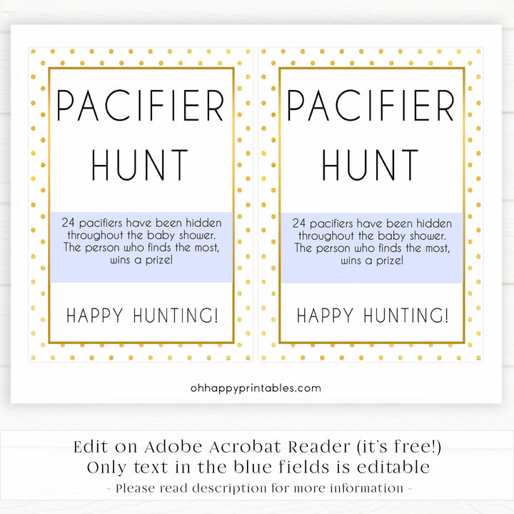 pacifier hunt game, baby pacifier game, Printable baby shower games, baby gold dots fun baby games, baby shower games, fun baby shower ideas, top baby shower ideas, gold glitter shower baby shower, friends baby shower ideas