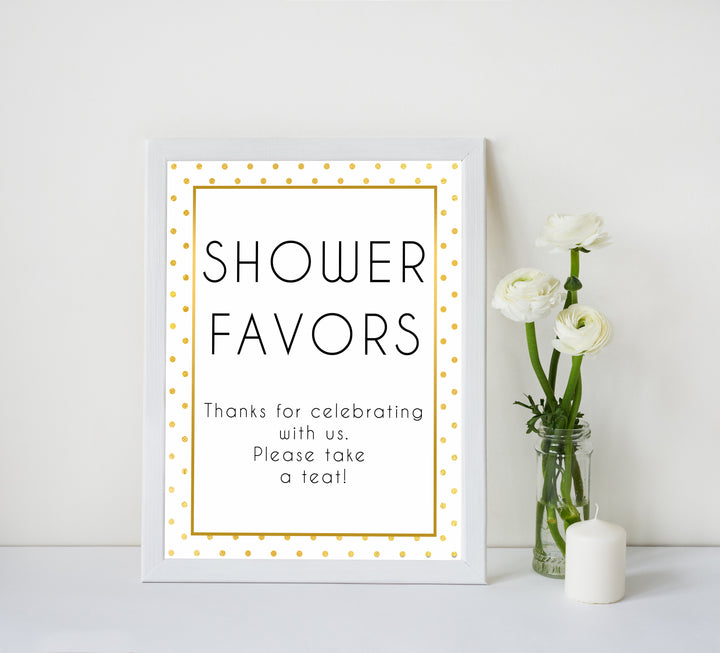 shower favors baby table sign, favors table sign, Printable baby shower games, baby gold dots fun baby games, baby shower games, fun baby shower ideas, top baby shower ideas, gold glitter shower baby shower, friends baby shower ideas