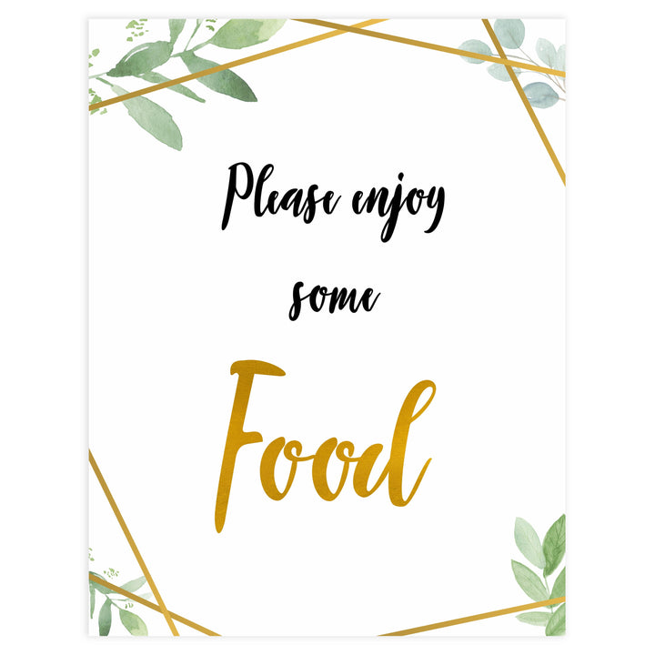 food baby signs, food baby decor sign, Gold geometric baby decor, printable baby table signs, printable baby decor, gold table signs, fun baby signs, geometric fun baby table signs