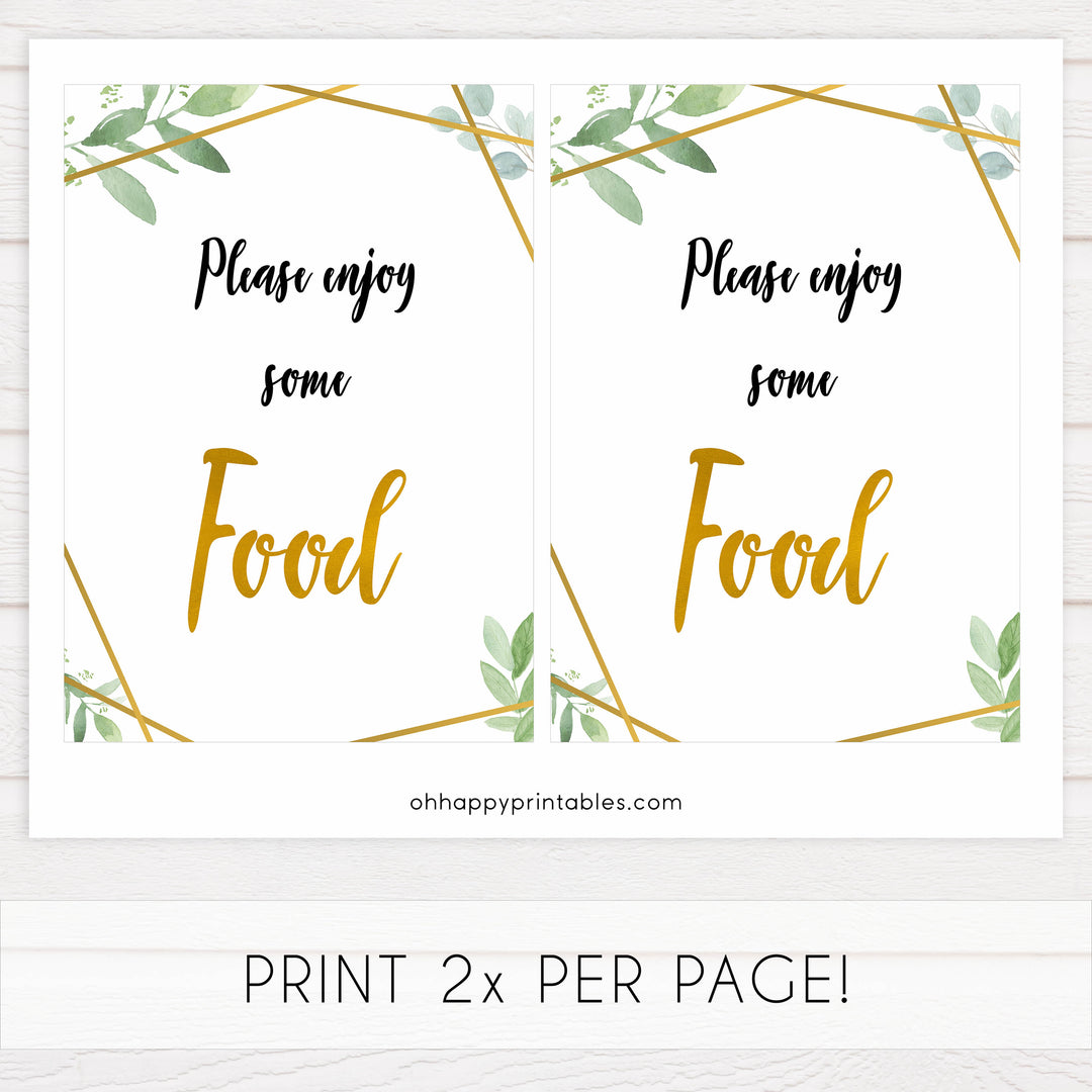 food baby signs, food baby decor sign, Gold geometric baby decor, printable baby table signs, printable baby decor, gold table signs, fun baby signs, geometric fun baby table signs