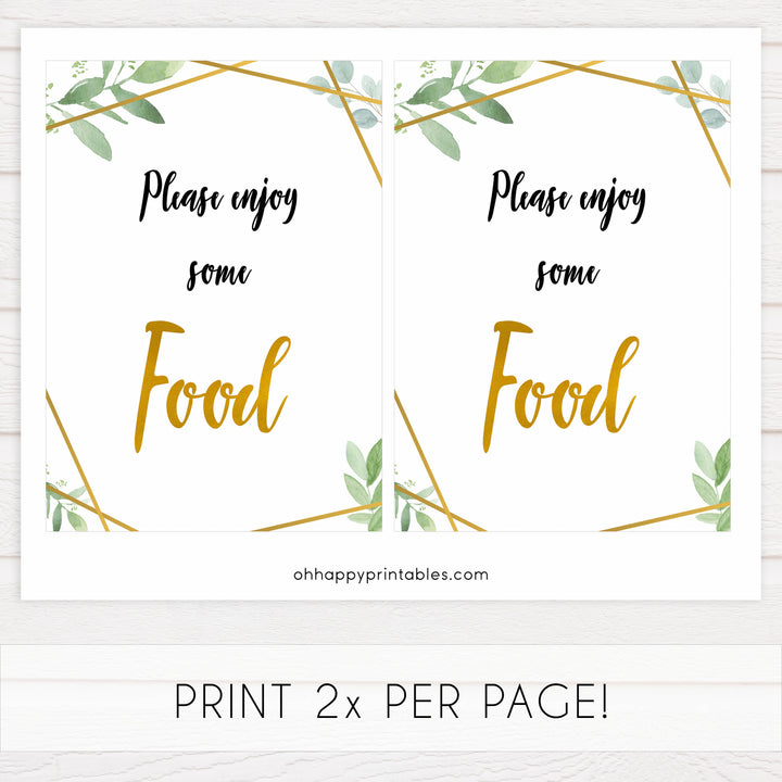 food baby signs, food baby decor sign, Gold geometric baby decor, printable baby table signs, printable baby decor, gold table signs, fun baby signs, geometric fun baby table signs