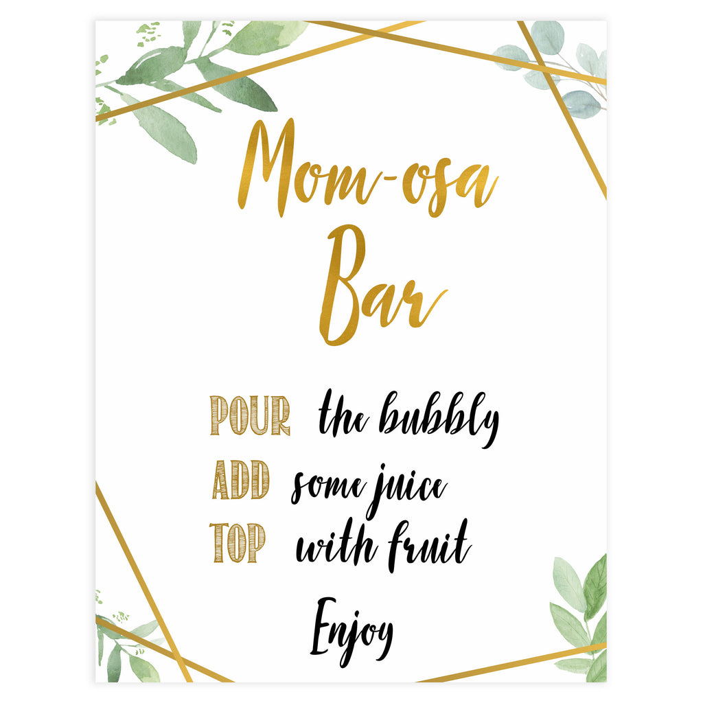 Momosa Sign - Geometric Printable Baby Shower Signs – OhHappyPrintables