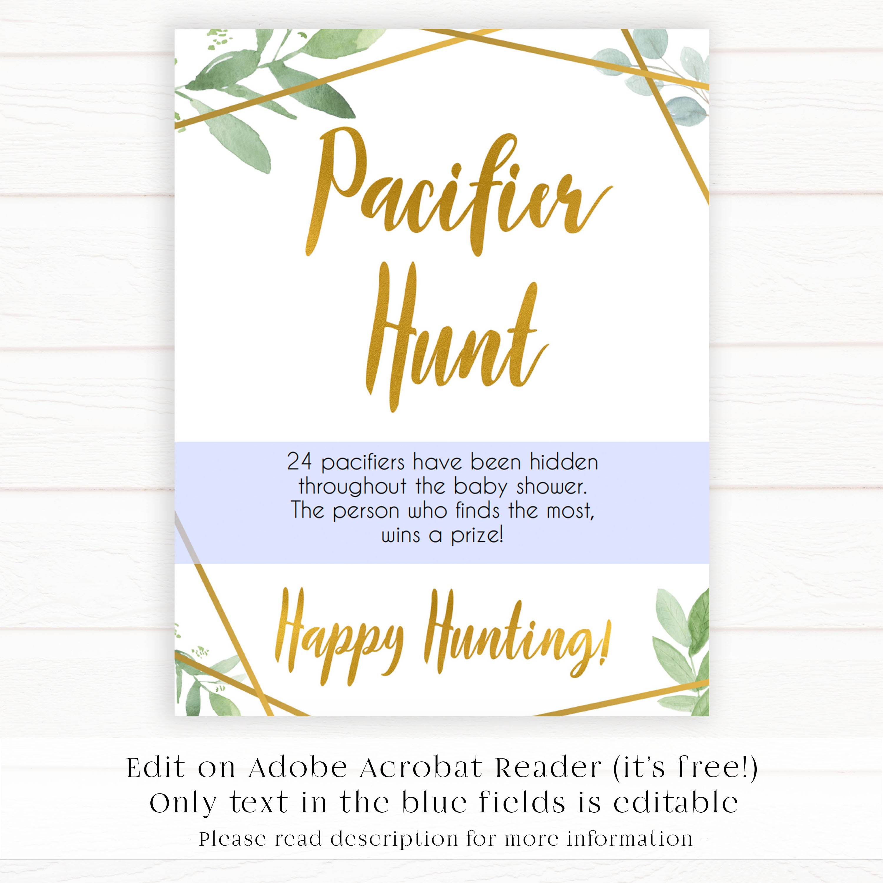 pacifier hunt game, Printable baby shower games, geometric fun baby games, baby shower games, fun baby shower ideas, top baby shower ideas, gold baby shower, blue baby shower ideas