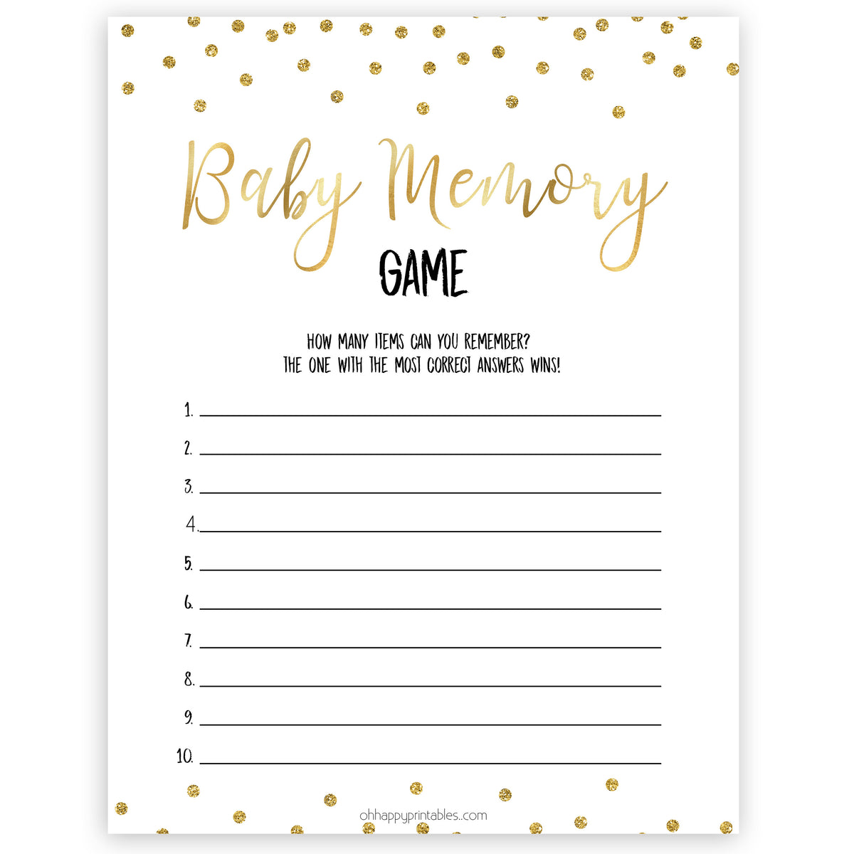 gold baby shower games, baby memory games, printable baby games, fun baby games, popular baby games, baby shower games, gold baby games