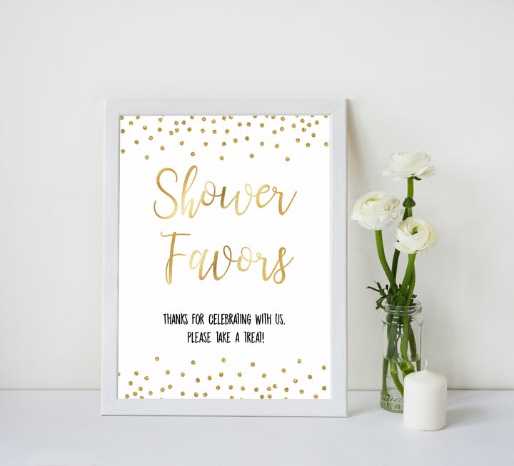 gold glitter baby signs, printable baby signs, shower favors baby signs, drinks baby decor, gold baby decor, fun baby shower ideas