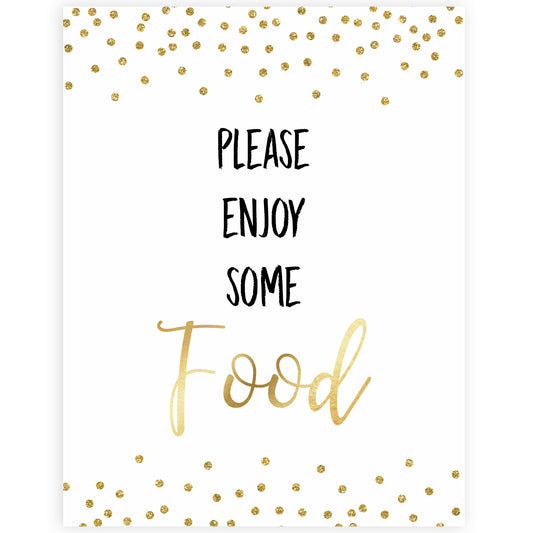 gold glitter baby signs, printable baby signs, food baby signs, drinks baby decor, gold baby decor, fun baby shower ideas