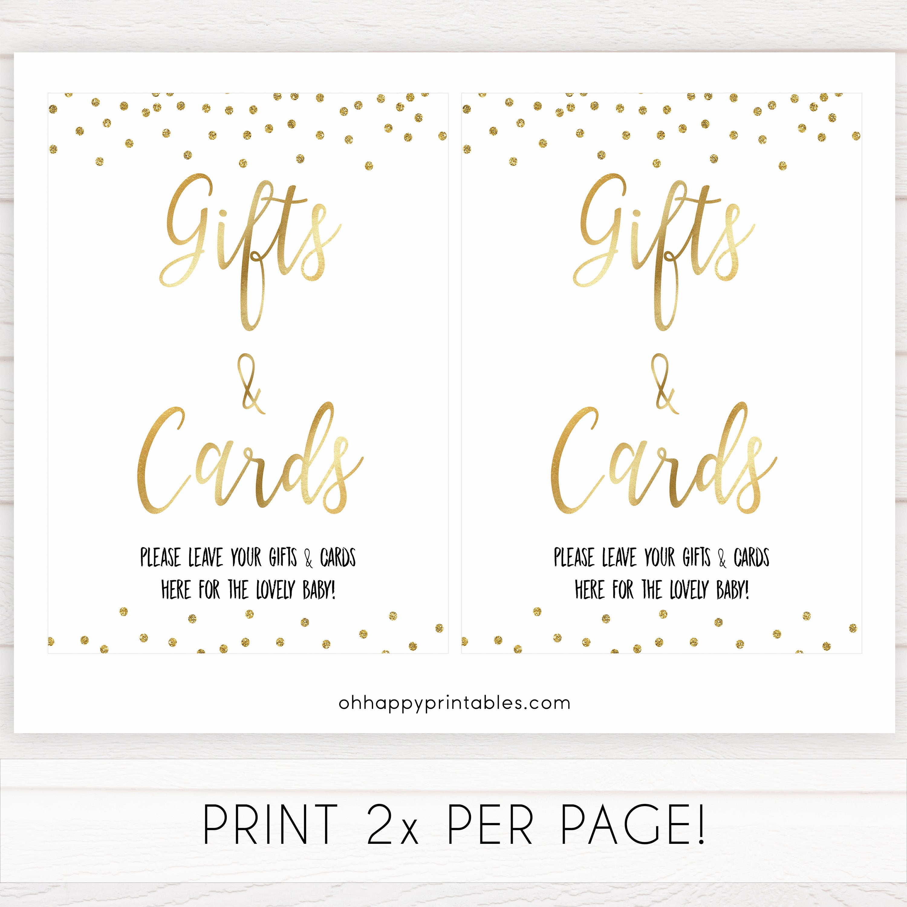 gold glitter baby signs, printable baby signs, gifts and cards baby signs, drinks baby decor, gold baby decor, fun baby shower ideas