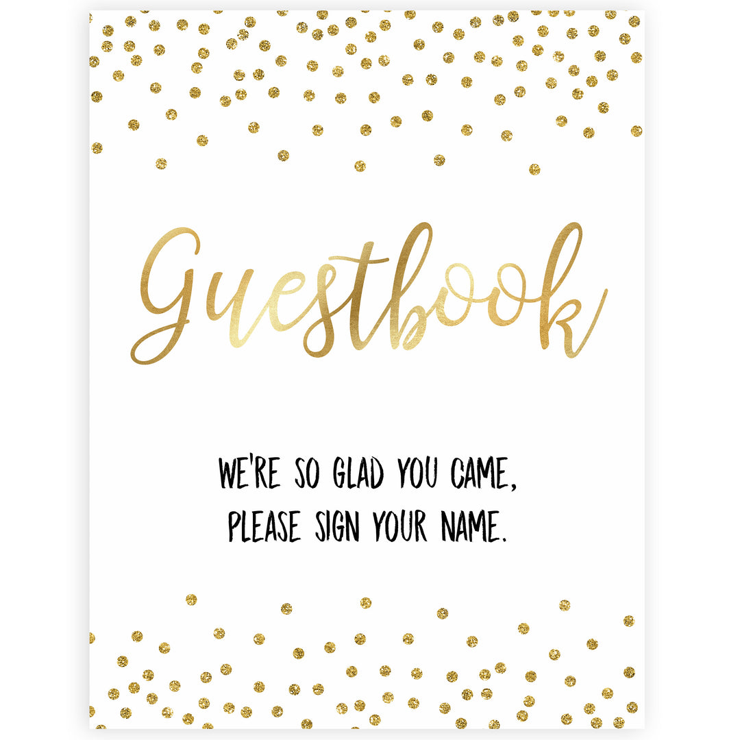 gold glitter baby signs, guestbook baby signs, printable baby signs, gold baby decor, gold glitter baby signs, guestbook sign